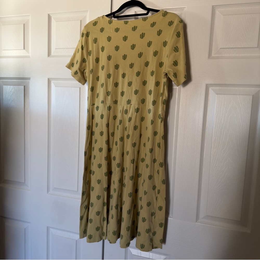 Kate Quinn Yellow Mini Ribbed Cactus Print Dress - Picture 6 of 9